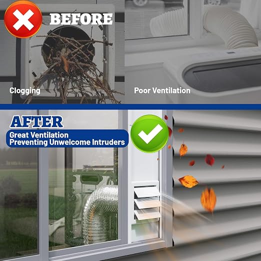 Window Vent Kit with Louvered Vent Cover Fit for 3" and 4" Vent Hose, Adjustable Window Seal Panels for 3"/4" Exhaust Ventilation Duct of Laser Engraver/3D Printer Enclosure, Dryer