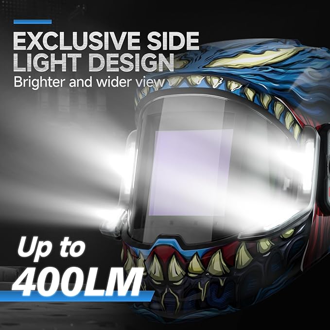 ANDELI Welding Helmet - 180° Panoramic 6 Arc Sensor True Color, Auto Darkening Welding Helmet with Light and Motion Sensing, 2100mAh Rechargeable Battery for TIG/MIG/Cut/Grind MONERDB-LED