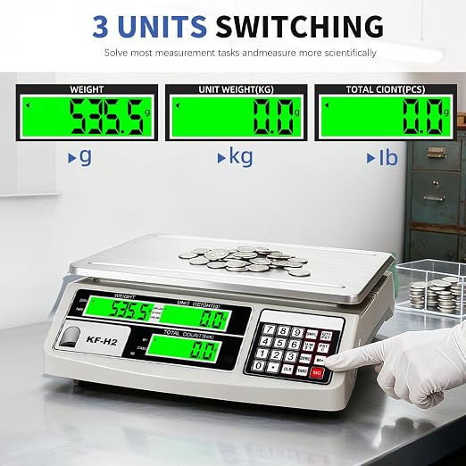 MEIYA Industrial Counting Scale, 30kg/0.5g Digital Coin Scale for Coin, Parts, High Precision Electronic Gram Scale with RS232 Port for Connecting Computer or Printer,kg/g/lb Switching, LCD Display