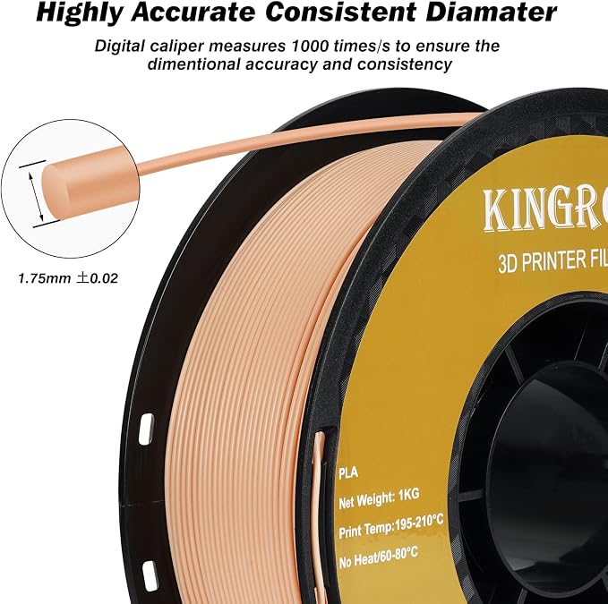 Kingroon PLA 3D Printer Filament,10 Rolls, Dimensional Accuracy +/- 0.03 mm, 10kg Spool(22lbs),1.75 mm,Skin