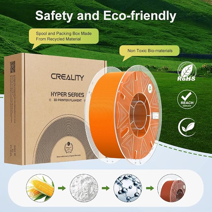 Creality Hyper PLA Filament 1.75mm, RFID 3D Printer Filament for High Speed 30-600mm/s, PLA Filament Support CFS, Fits for K2 Plus Combo and Most 3D Printers 1kg(2.2lbs)/Spool
