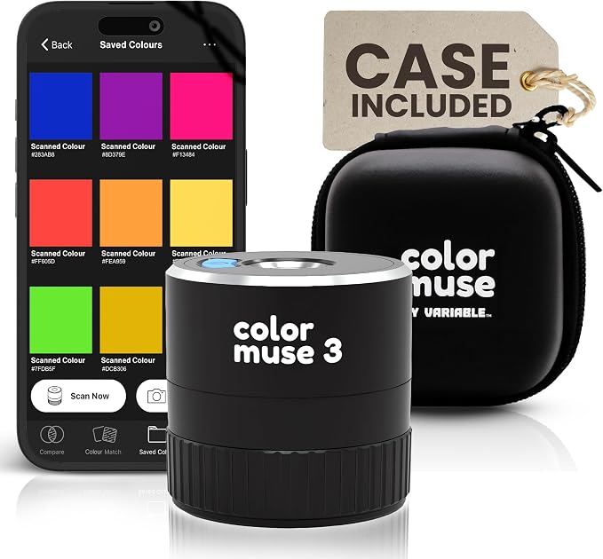 COLOR MUSE 3 Portable Color Matching and Paint Scanner Device with Protective Travel Case – Wireless Digital Colorimeter Sensor for Accurate Color - Pocket-Sized, Easy Carry, Indoor/Outdoor Projects