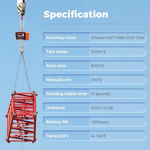 Bonvoisin Crane Scale 2200lbs/1000kg, Digital Hanging Scale Readability 0.44 lbs/0.2kg, Rechargeable Hook Scale for Farm, Big Game Scale Hoist Scale with 3 Weight Units