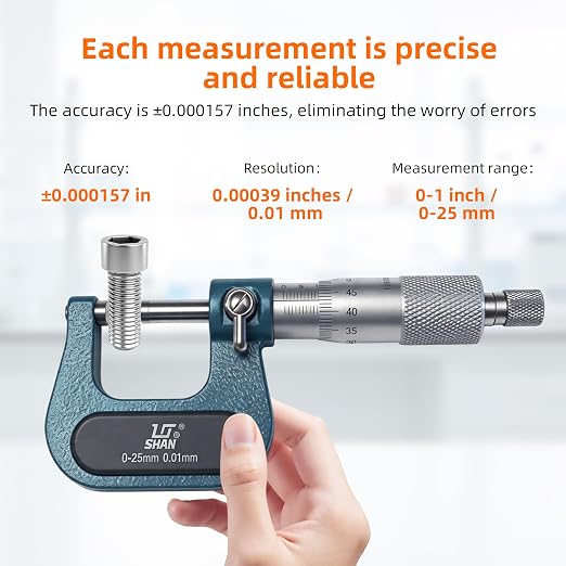 Digital Micrometer Industrial Tools 0-1''Precision Dual Ball Anvil Micrometer Pipe Tube Round Carbide，Accuracy: ± 0.00015， by 0.0003'' Graduation Digit Outside Micrometer in Fitted Box
