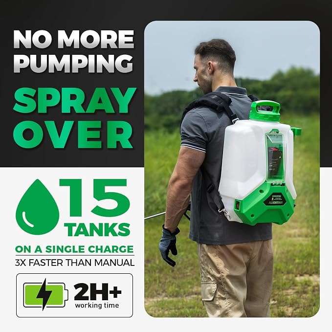 Inventor Flex6 Upgraded, 4 Gallon Battery Powered Backpack Sprayer with 6-Gear Lightweight Sprayer for Lawn, Garden, Patio, Plant Watering
