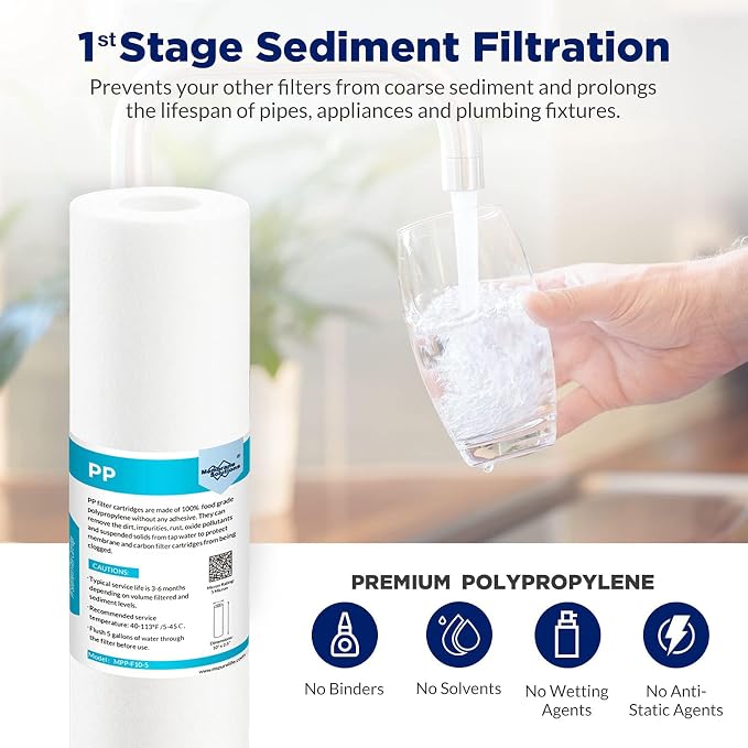 Membrane Solutions Reverse Osmosis Filter Replacement, 75 GPD Complete Replacement Filter Set For 10-inch Under Sink 5-Stage Reverse Osmosis Replacement Water Filter System