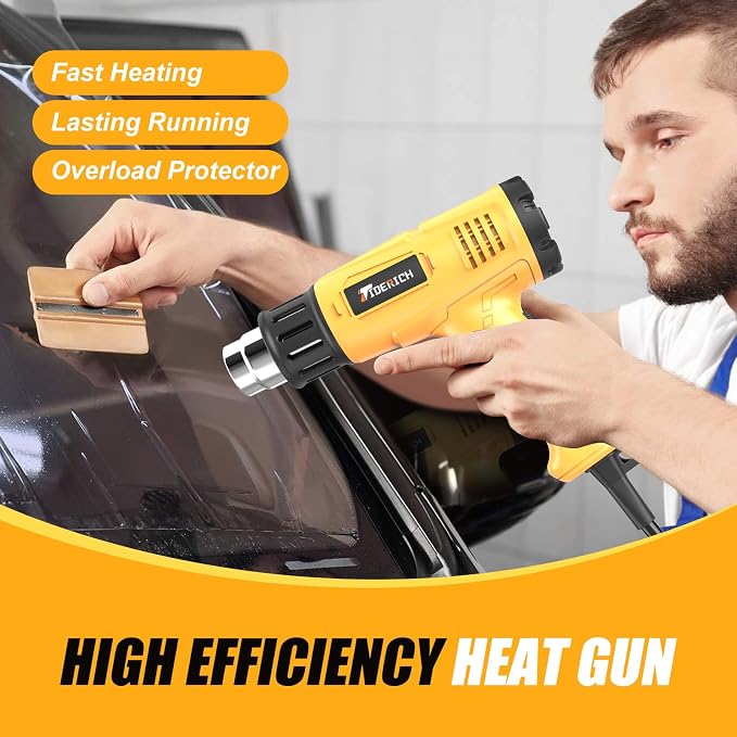 Heat Gun, 1800W Fast Heating with Dual Temp (572°F & 1202°F), Compact Heavy-Duty Design, Rear-Mounted Switch for Steady Operation, Includes 4 Nozzles for Shrink Tubing, Vinyl Wrapping, Crafts