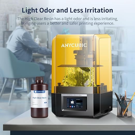 ANYCUBIC High Clear 3D Printer Resin, Resist Yellowing and Highly Transparent, Tough and Resilient, Low Odor 3D Printing Resin, Widely Compatible for All LCD/DLP Resin 3D Printers (High Clear, 1kg)