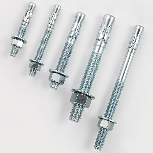 Wensilon 3/4x8 10Pcs Inch Standard Fasteners for Heavy-Duty Zinc Wedge Anchors for Cement and Concrete