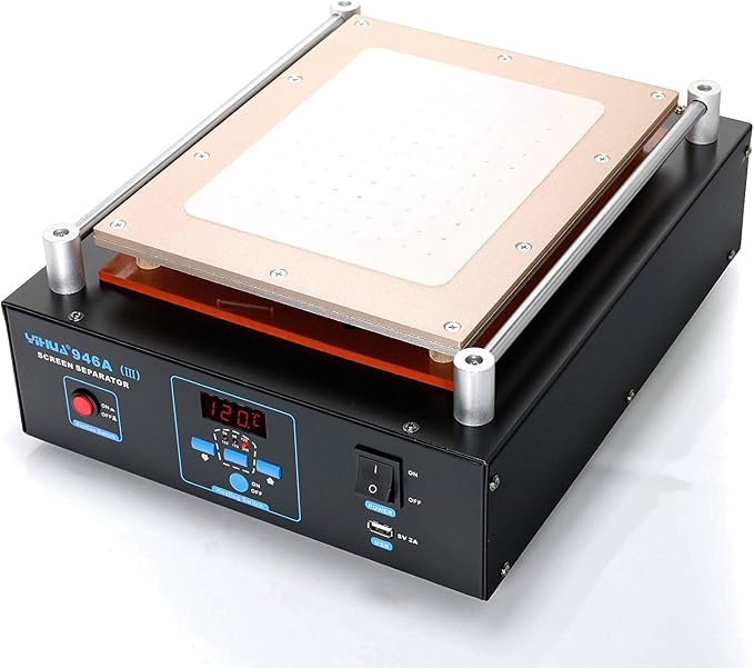 YIHUA 946A-III Digital LCD Screen Separator 5V 2A USB Power Supply with Built-in Long-Lasting Vacuum Pump for Mobile Ipad °F /°C （Aluminum Panel Size: 28cm x 22cm /11" x 8.7" ±0.05）