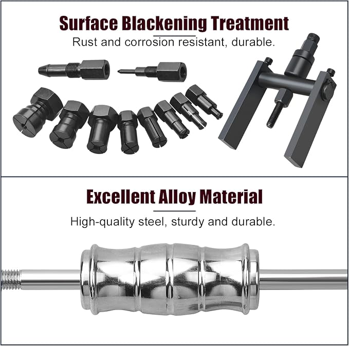 LainKeen 12pcs Motorcycle Blind Hole Collet Bearing Puller Set Internal Extractor Kit with Slide Hammer 2-Jawed Puller and Expandable Collets 8-32MM Pilot Inner Bearing Removal Tool