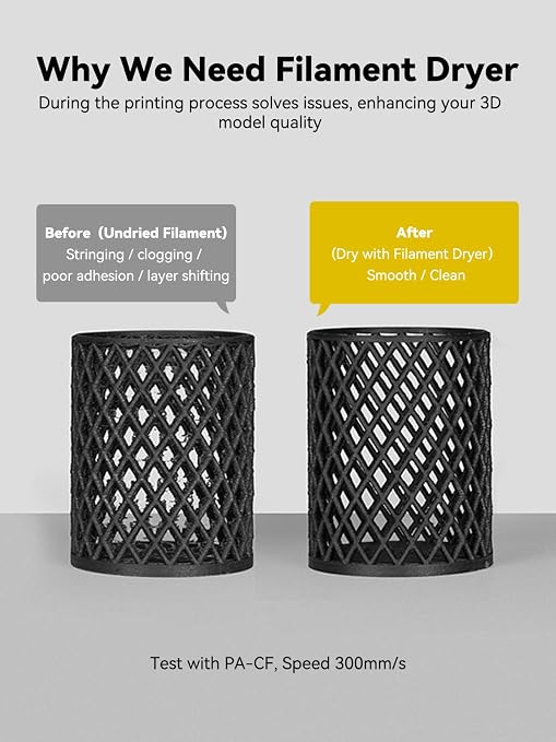 Creality Space Pi Filament Dryer Box, Double 360° Heating with Fan & Touch Screen, 3D Printer Dry Box for PLA PETG ABS TPU Nylon (1.75/2.85/3mm)