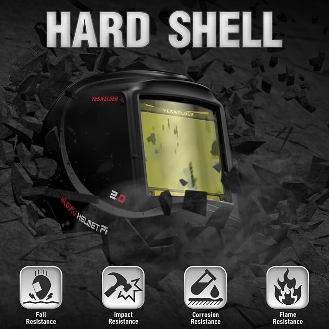 YESWELDER Large View Auto Darkening Welding Helmet, Blue Light Blocking, 1/1/1/1 True Color Solar Powered Welder Hood Mask with 4 Arc Sensors, Wide Shade 3/5-9/9-13 for TIG MIG ARC CUT and GRIND