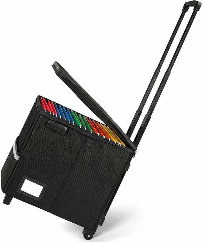 Fireproof Rolling File Box with Wheels for Letter & Legal Size Files | futaiphy Fireproof File Box with Wheels, Collapsible Rolling Fireproof Document Bag with Lock for Legal/Letter Size Files