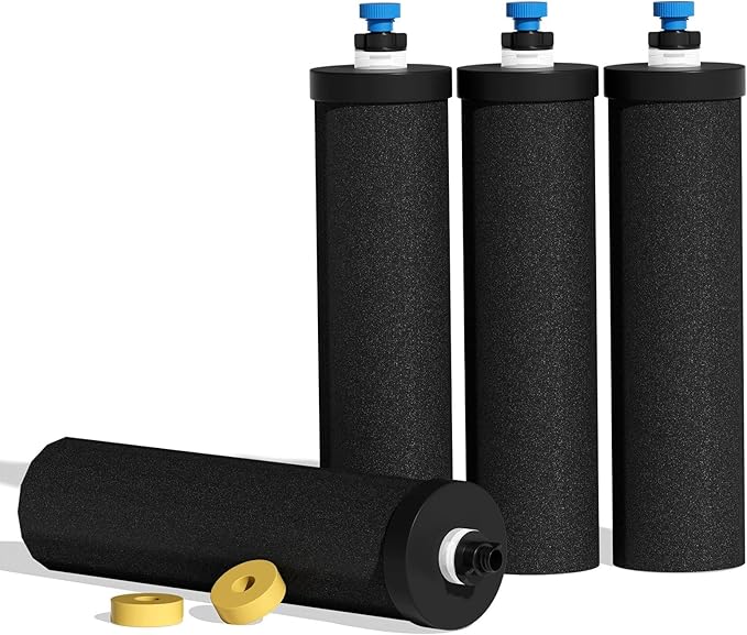 Black Purification Elements, NSF/ANSI 53 Certified Replacement Filters for Berlkey and ProOne Gravity Water Filter Systems (4 Pack)
