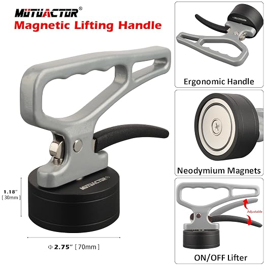 MUTUACTOR 2PCS Handheld Magnetic Pickup Tool Heavy Duty,Flexible Lifting Magnet with Handle for Pick-up,Quick Release Retrieval Grabber Strong Magnets Tool for Grappering Heavy Thick Iron Plate Block