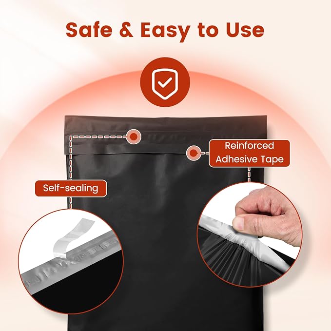 Metronic Poly Mailers 14x19 1000 Pack, Heavy Duty Shipping Bags Bulk Self Seal Waterproof Tear Resistant Large Mailing Envelopes, Packaging bags for Small Business, Boutique, Clothing, Black
