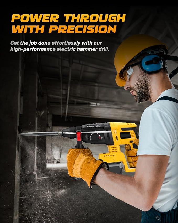 Cordless SDS Hammer Drill for Dewalt 20V MAX Battery, Brushless Rotary Hammer Drill with Safety Clutch for Concrete/Masonry (No Battery)