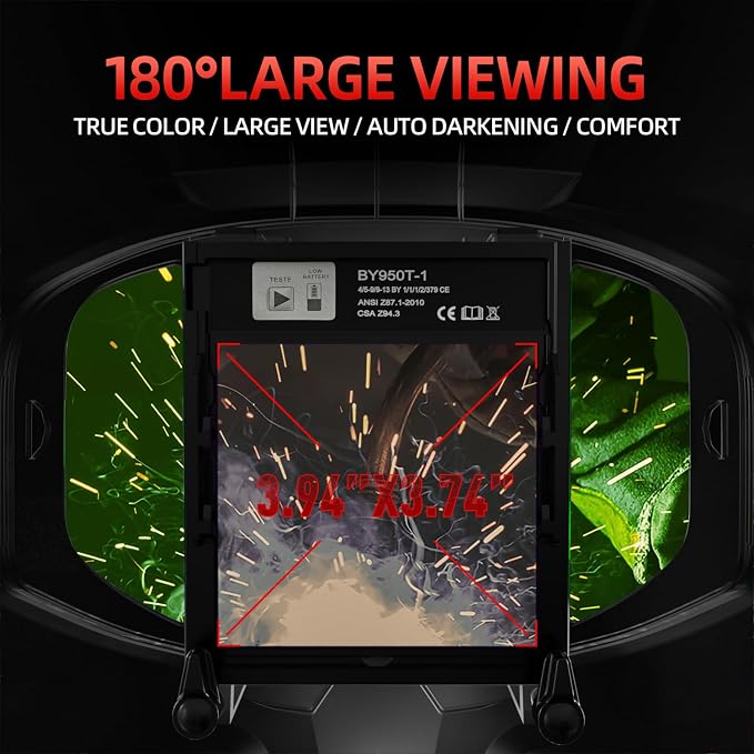 ANDELI Welding Helmet,Panoramic 180° 3.94"X3.74"Large Viewing True Color Solar Powered Auto Darkening Welding Helmet with Side View 4 Arc Sensor 4/5-8/9-13 Welder Mask MONERAE