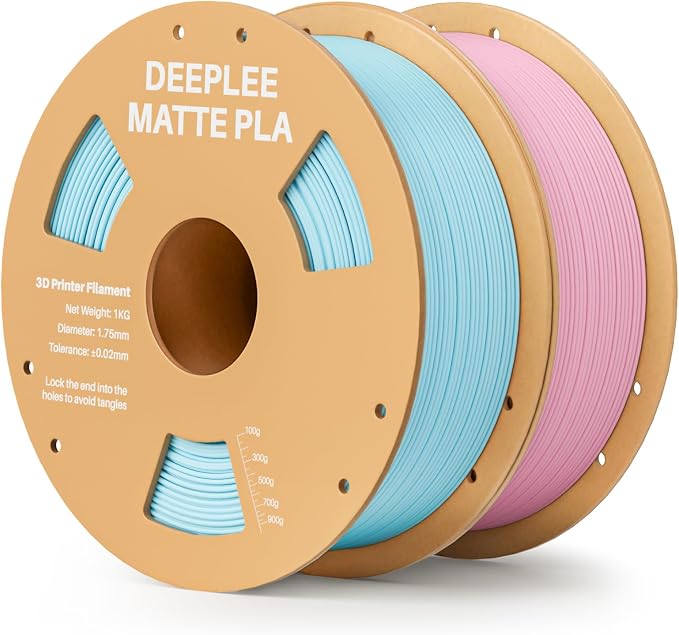 Matte PLA Filament 1.75mm, 3D Printer Filament Dimensional Accuracy +/- 0.02mm, No Clogging, Higher Toughness, Cardboard Spool 3D Filament, 2 Pack 1kg Ice Blue & Sakura Pink