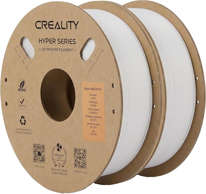 Creality ABS Filament 1.75mm 1KG, High-Speed 3D Printer ABS Filament Up to 350mm/s, High Impact Resistance, Odorless Non-Toxic and Without Stringing or Clogging, Fit Most FDM 3D Printers, White*2