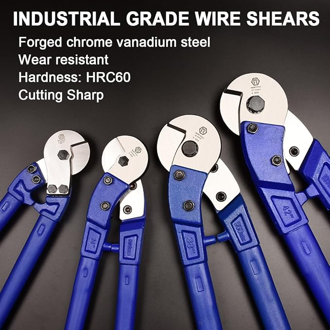 Wire Cutters 24 inch | Wire Rope Cutter Heavy Duty | Industrial-Grade Wire Cutter Pliers, Forged from T8 Alloy Steel, Hardness HRC62, Sharp Cutting. for Stainless Steel Wire, Hard Wire Ropes