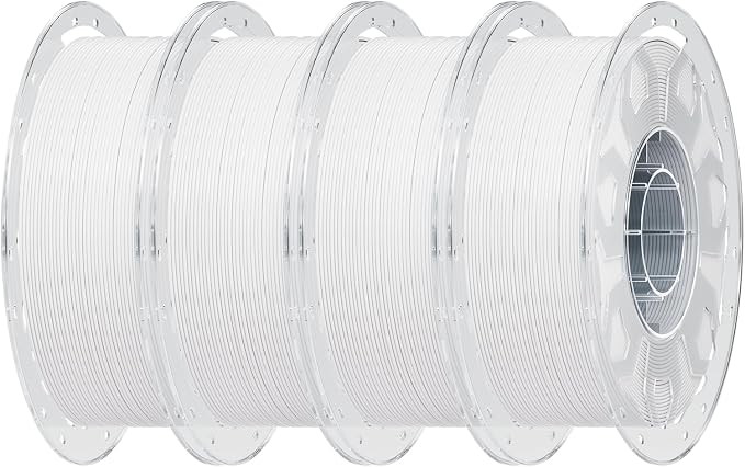 Creality PLA Filament 1.75mm Bundle 4 kg, 3D Printer Filament Multicolor, Enhanced Toughness No Warp, Accuracy ±0.03mm Printing Filament (White 4-Pack)