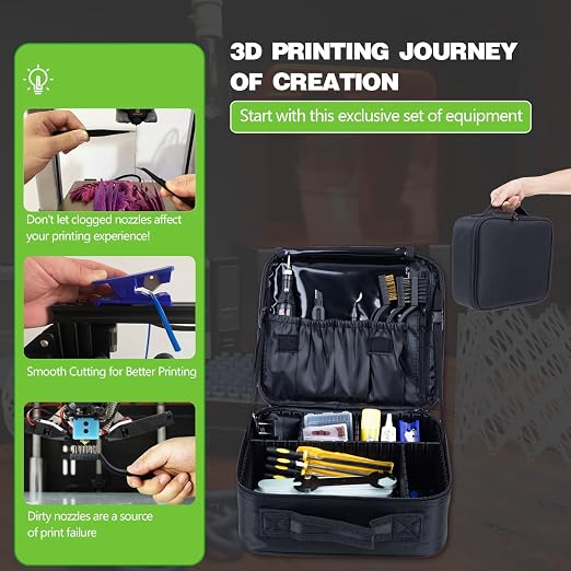 3D Printing Tool Kit with Storage Bag – 3D Printer Tools Features a deburring Tool,Surface Smoothing,and Scraper for Model cleanup,Wire Cutter,and Precise Drilling.