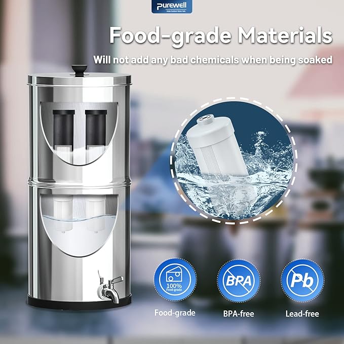Purewell FL-2 White 5-Stage Fluoride Purification Elements, Replacement for Berlkey® PF-2® Fluoride Filters, Berlkey® Gravity Filtration System and Purewell System (2 Pack, K Series)