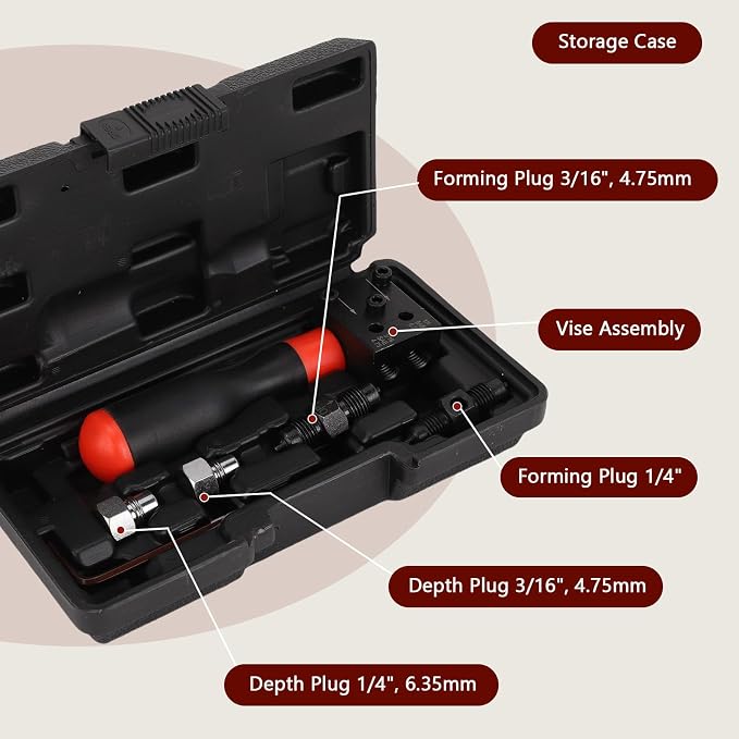 3/16 & 1/4 Brake Line Flaring Tool Kit, Copper Tube Single Double Tube Shaping Tool for Auto Repair, Tubing Flaring Tool, Universal Brake Line Tool for Confined Spaces