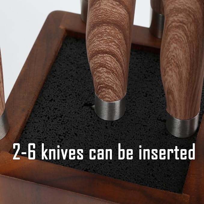 Resafy Magnetic Knife Wooden Block 360 Rotatable Knife Holder Rack Magnetic Stands with Strong Enhanced Magnets Kinves Strip