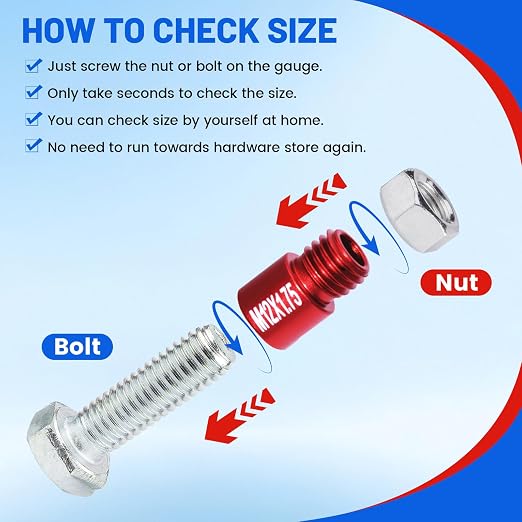 50PCS Thread Checker Kit – SAE & Metric Bolt Thread Checker, Nut & Bolt Size Finder Tool (27 SAE + 23 Metric) – Thread Gauge for Quickly Identifying Screw, Nut, and Bolt Sizes