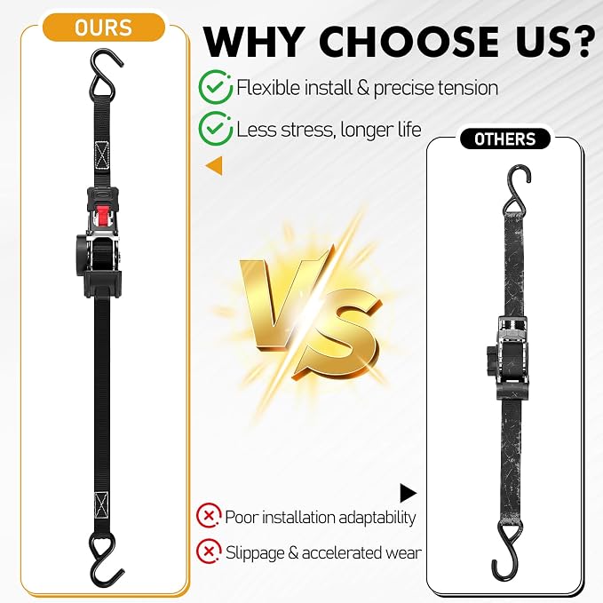 LEVELEVE Retractable Ratchet Tie Down Straps (1" x 10FT, 2-Pack, Black) - Heavy Duty 1760LBS Break Strength Quick-Lock, Weather Resistant for Moving, Cargo, Trucks & Boats