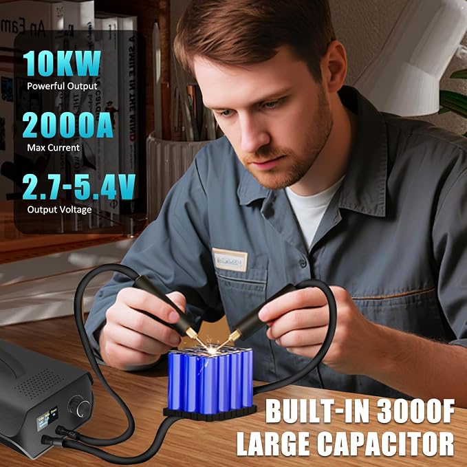 Battery Spot Welder, Farad Capacitor Portable Mini Welder Spot 3000F with LCD Screen, 120 Levels Adjustable Spot Welding Machine 18650 Battery Energy Storage, Nickel Strip Support 0.1-0.3mm