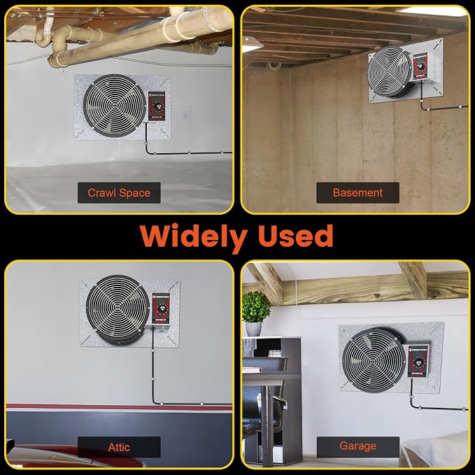 Abestorm 720CFM High Air Flow Crawlspace Ventilation Fan, IP55 Rated 10" Vent Fan with Humidistat Freeze Protection Thermostat for Crawl Space, Basement, Garage, Attic with Isolation Mesh