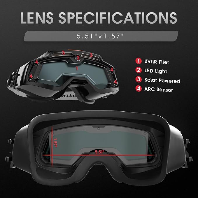 YESWELDER Auto Darkening Welding Goggles with Mask, LED Lighting & TYPE-C Charging, True Color 4 Arc Sensor Welding Glasses Welder Mask Welding Helmet for TIG MIG ARC Plasma Cut