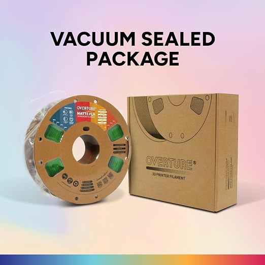 OVERTURE Matte PLA 1.75mm, Low Warp & Smooth Finish 3D Printer Filament | Frosted Matt Finish Hides Layer Lines, 1kg Spool (2.2lbs) Cardboard Spool, Fit Most FDM Printer (Matte Green)