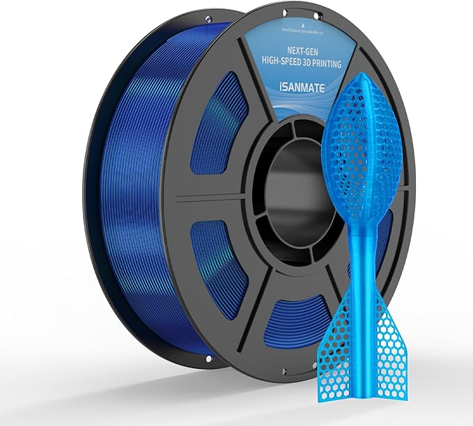 iSANMATE TPU Filament 1.75mm, Clear Blue TPU 95A HF High Speed, 1kg | Flexible Tough Wear-Resistant Elastic; HF TPU 50-100mm/s; Compatible with Bambu Lab and Most FDM 3D Printer; for TPU Beginner