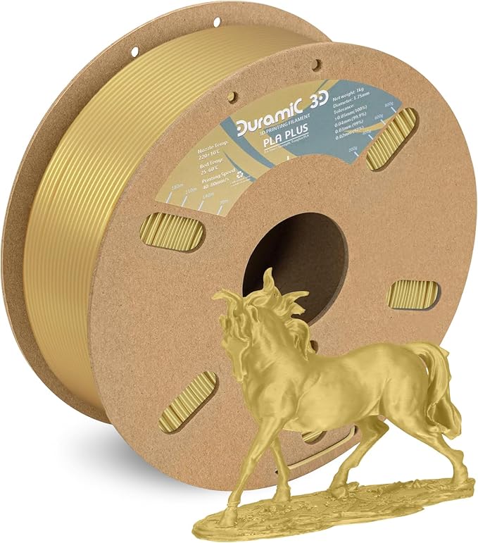 DURAMIC 3D PLA+ Printer Filament 1.75mm PLA Plus Neatly 2Kg Spool(2.2lbs) | PLA Pro Tougher and Stronger, Dimensional Accuracy Probability +/- 0.02mm Champagne Gold
