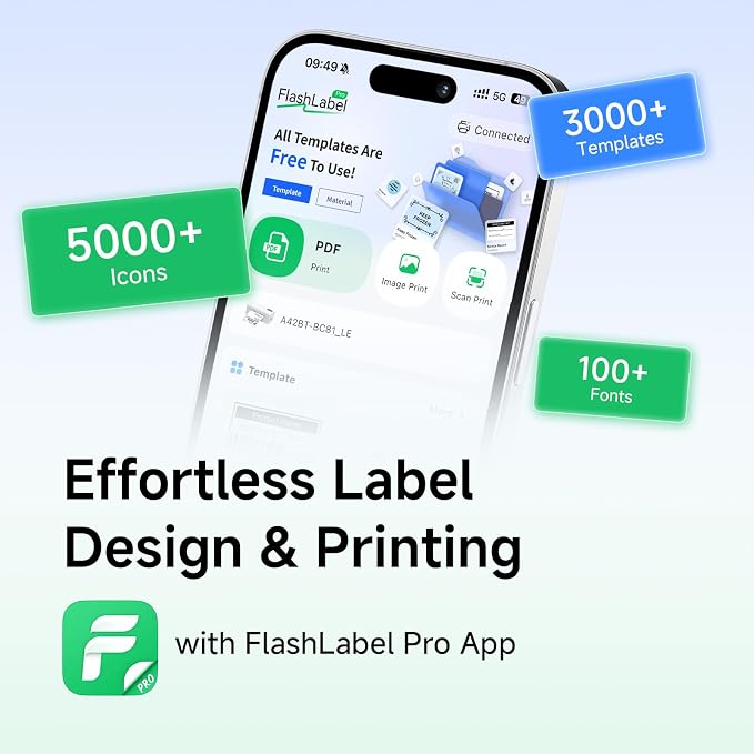 Bluetooth Thermal Label Printer with Stand, Wireless 4x6 Shipping Label Printer for Small Business, Inkless Print for USPS Amazon Etsy Shopify, Support iPhone Android Windows Mac (Black)
