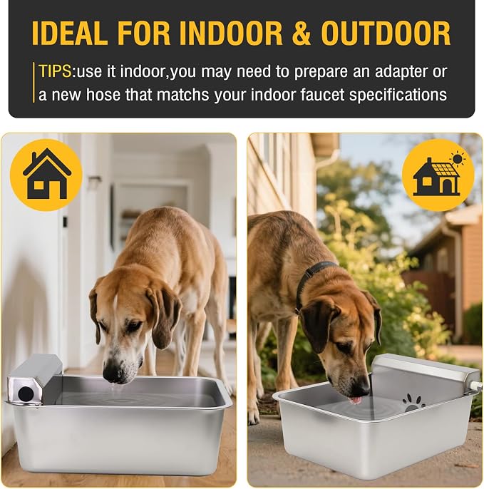 5Gal/20L Automatic Water Dispenser for Dogs,Large Size Stainless Steel Bowl,Self Filling Auto Water Bowl Outdoor for Livestock Animal Drinking