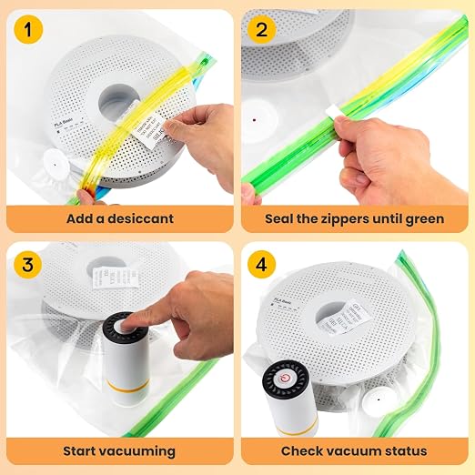 3D Printer Filament Storage Bags Vacuum Kit, 30 Vacuum Bags (13x15 in) with Auto Pump, 30 Desiccants & 2 Clips, Airtight Filament Storage for PLA ABS TPU, Dustproof Moisture Resistant