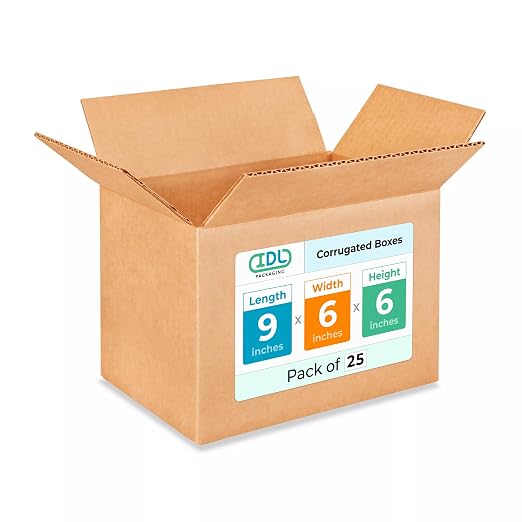 Small Moving & Shipping Boxes 9"L x 6"W x 6"H (25-Pack) - Extra Strength 200 lb vs Regular - USA-Made Corrugated Strong Boxes for Packaging - Small Packaging Box - Heavy Duty Box by IDL Packaging