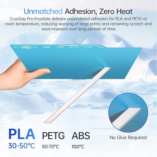 BIQU CryoGrip Pro Frostbite Cold Build Plate for Bambu-Lab X2D P2S P1S P1P X1C X1E A1 3D Printers, Super-Tack Spring Steel Sheet, 257x257mm, Room Temperature Printing, Double-Sided, 1 Piece