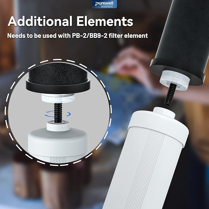 Purewell FL-2 White 5-Stage Fluoride Purification Elements, Replacement for Berlkey® PF-2® Fluoride Filters, Berlkey® Gravity Filtration System and Purewell System (2 Pack, K Series)