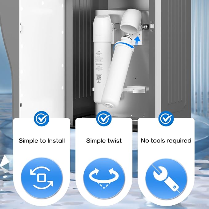 ICEPURE PP and CTO 2-stage Filters Replacement for ICEPURE 6-in-1 Bottleless Water Cooler Ice Maker with 2-Stage Filtration, WiFi, Bullet and Crushed Ice, YD-ZB007, 6 Months