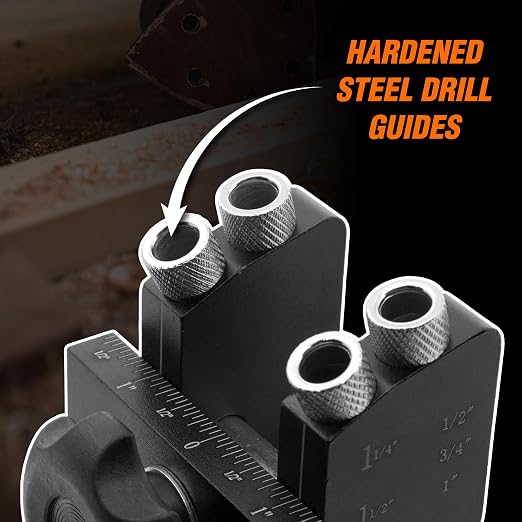 WEN Pocket Hole Jig Kit, Metal, Step Drill Bit, Self-Tapping Screws, and L-Base (WA1527)