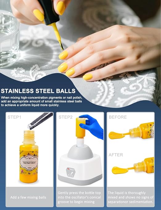 Xin Tester Lab Mini Vortex Mixer, 100ml DIY Model Paint Shaker Nail Polish Mixer Machine 3000RPM, Eyelash Adhesives Pigment Tattoo Ink Mixing with 120pcs Balls - Gray