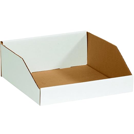 Box USA BBINMT121214 Open Top Bin Boxes, 12" x 12" x 4 1/2", Oyster White (Pack of 50)