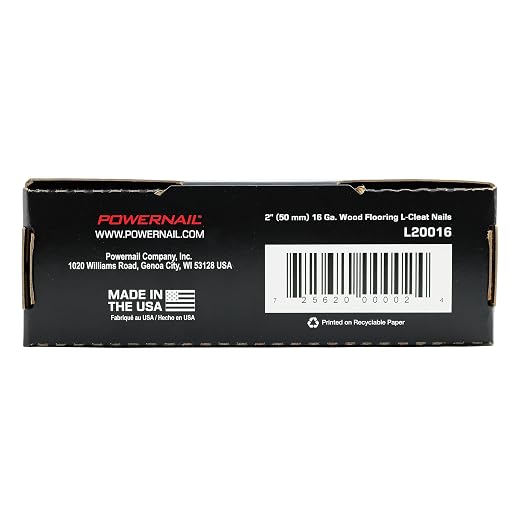 Powernail L20016 16 Gauge 2 Inch Length L-Cleat Nails for Hardwood Flooring (Box of 1000)